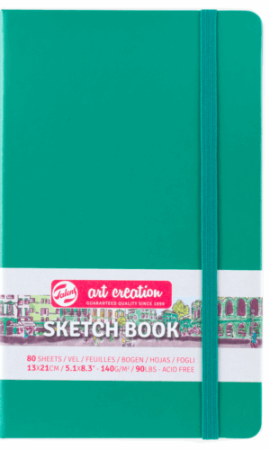 ART-CREATION BLLOK 'SKETCH' 13x21cm FOREST GREEN 80f 140gr TALENS