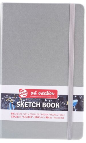 ART-CREATION BLLOK 'SKETCH' 13x21cm SHINY SILVER 80f 140gr TALENS