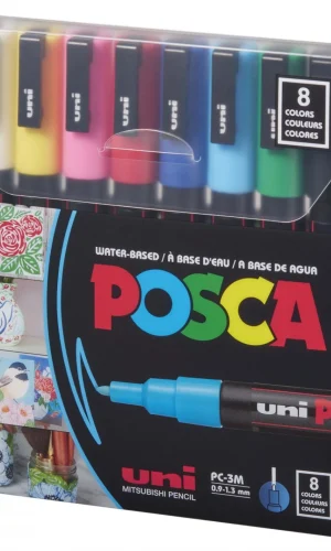 UNI MARKER POSCA PC-3M  PAKO 8 COPE NGJYRA TE NDRYSHME