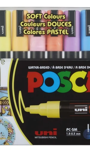 UNI MARKER POSCA PC-5M  PAKO 8 COPE NGJYRAT PASTEL
